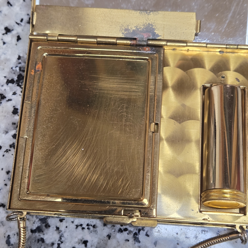 Rare Double-Sided 1950s Butterfly Enamel Carryall Minaudière Compact - Picture 7 of 16